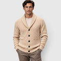 Monvaline | Men's Shawl Collar Cardigan – Open Front Knit with Flap Pockets