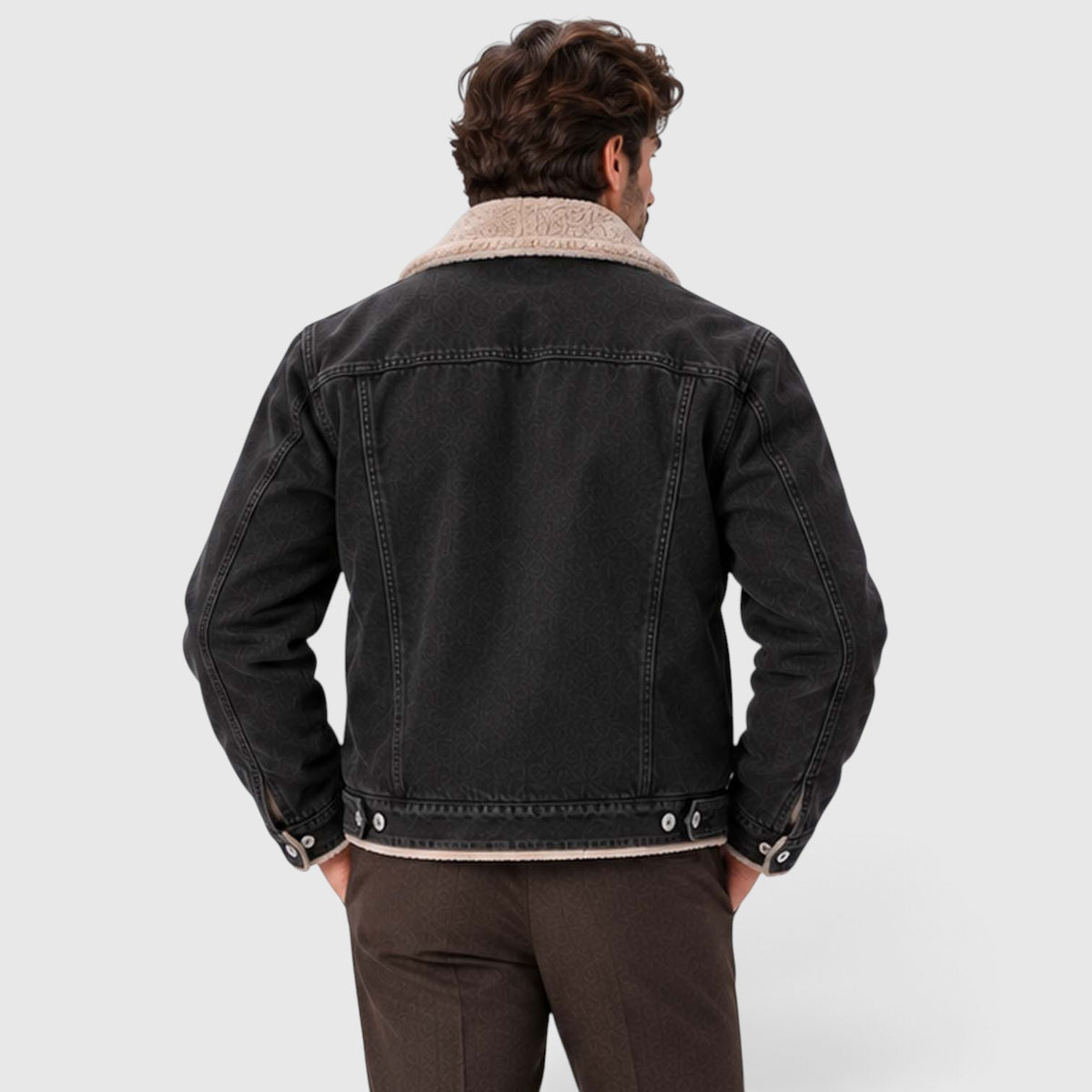 Monvaline | Men's Sherpa Lined Denim Jacket - Warm Trucker Jacket
