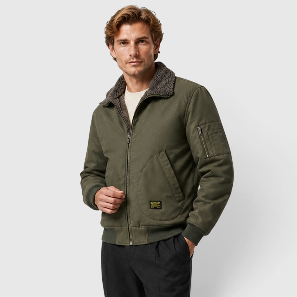 Monvaline | Men's Sherpa Lined Jacket – Warm Zip-Up Casual Jacket
