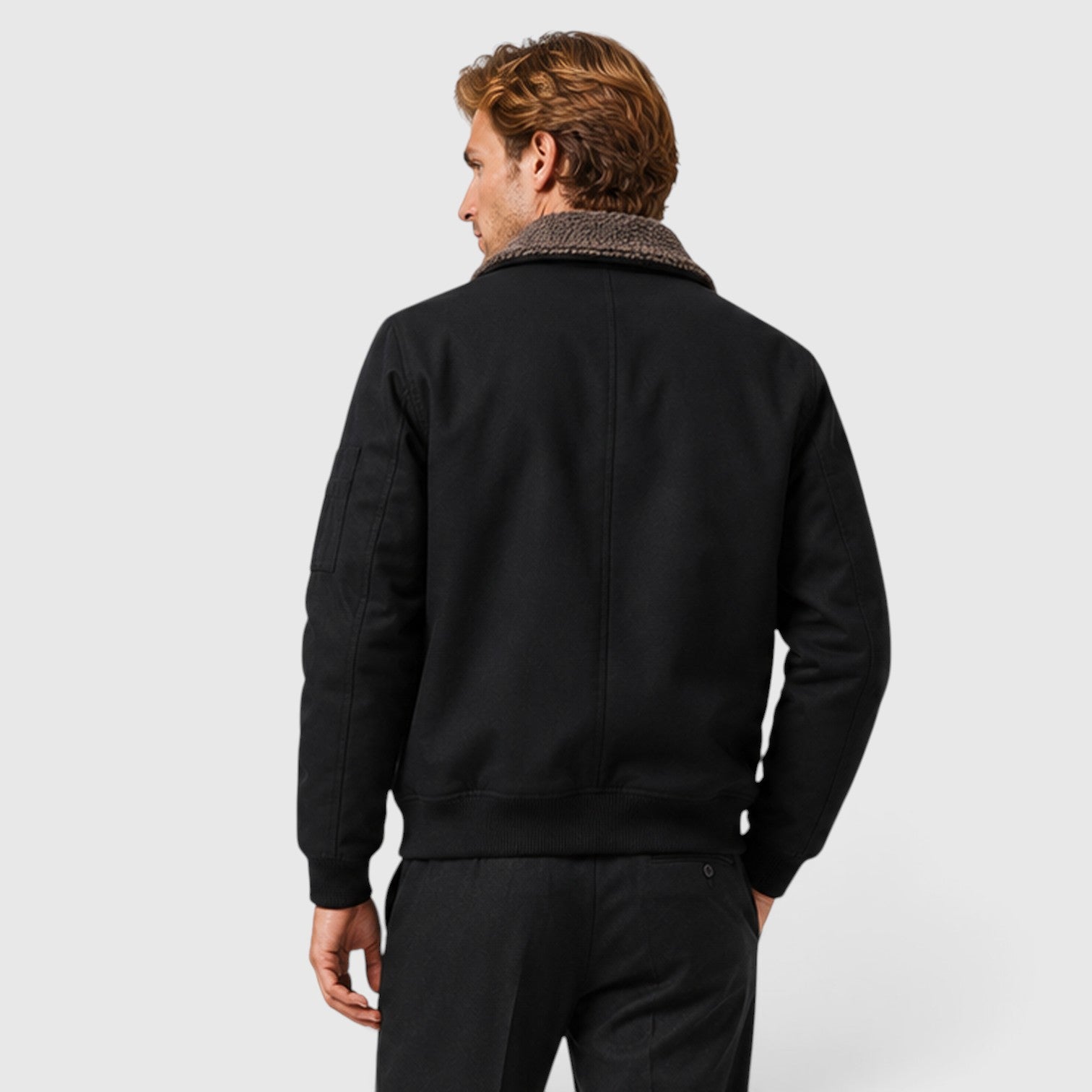 Monvaline | Men's Sherpa Lined Jacket – Warm Zip-Up Casual Jacket