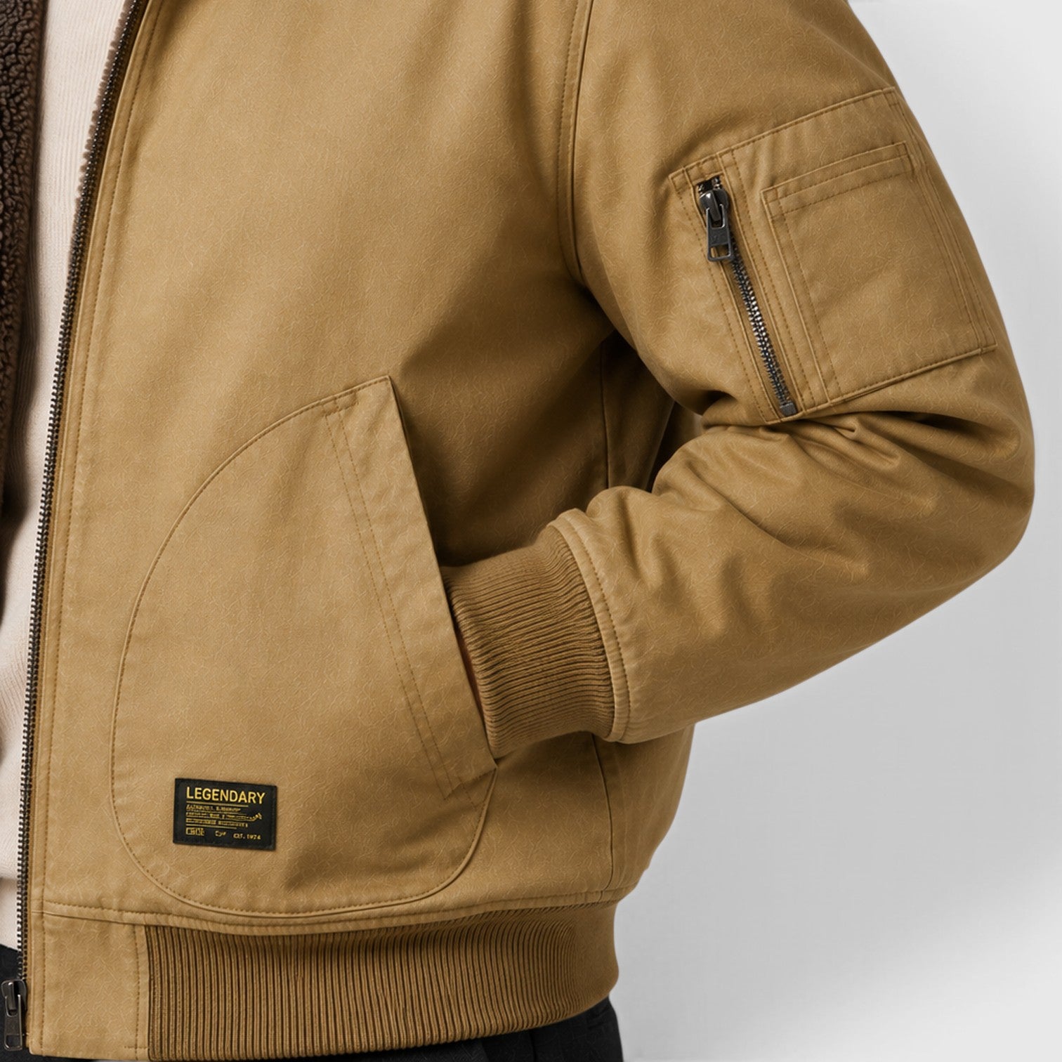 Monvaline | Men's Sherpa Lined Jacket – Warm Zip-Up Casual Jacket