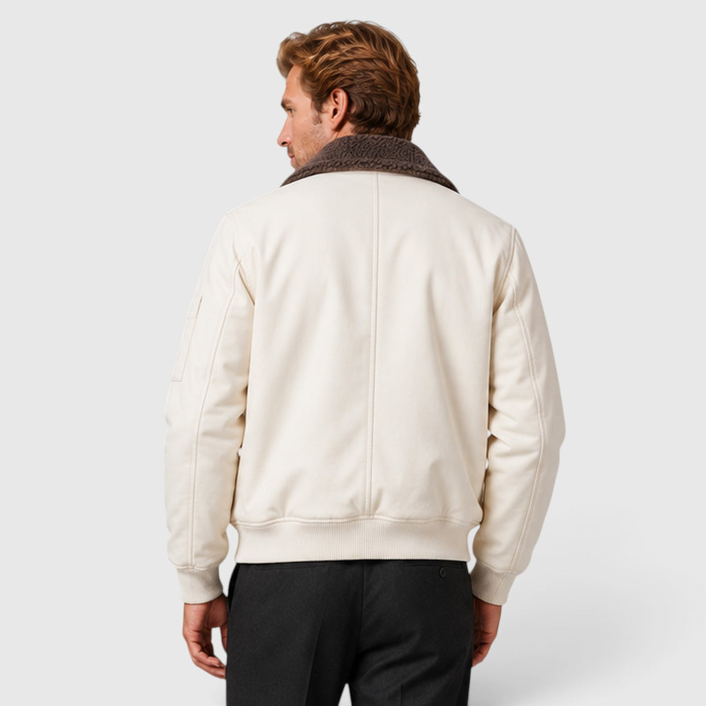 Monvaline | Men's Sherpa Lined Jacket – Warm Zip-Up Casual Jacket