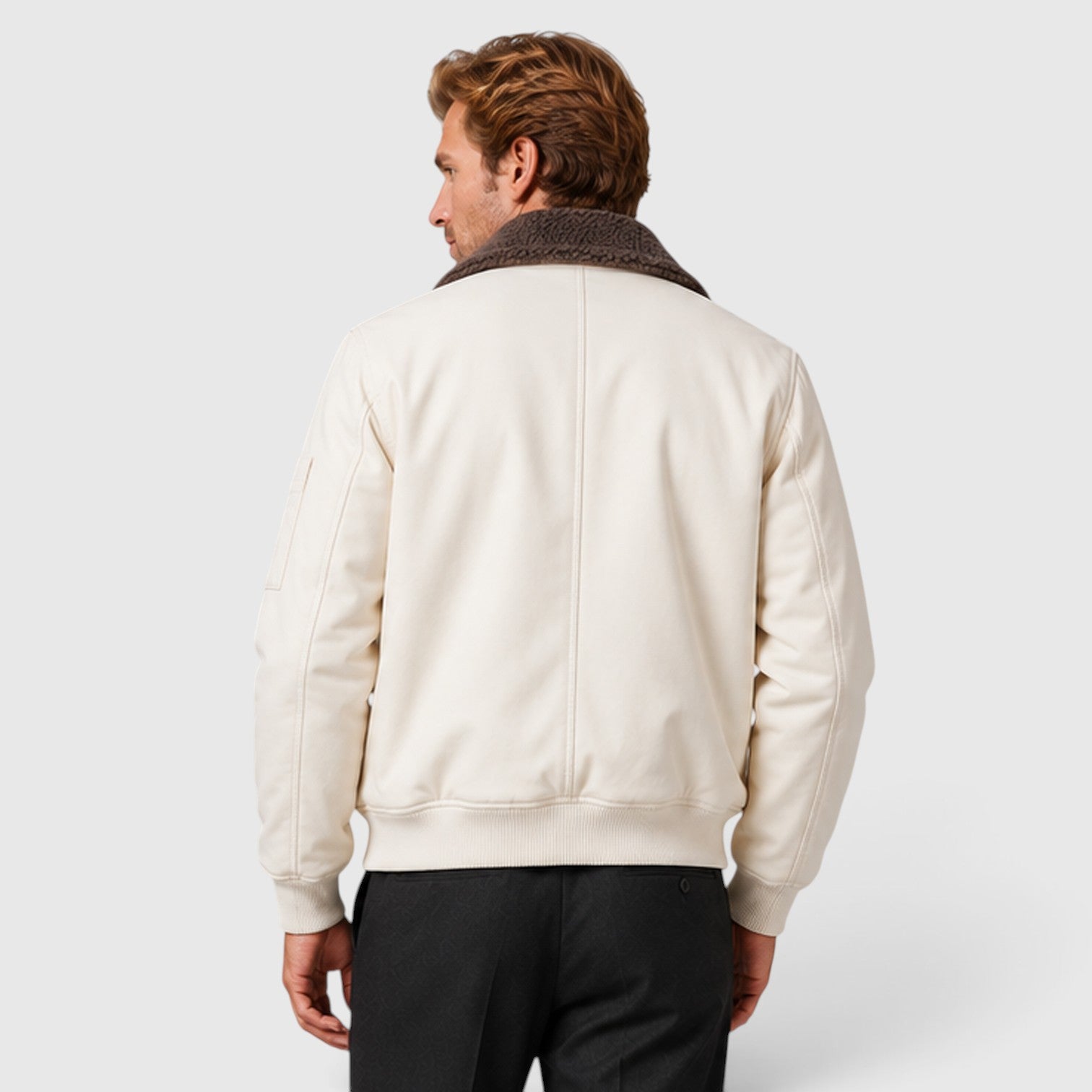 Monvaline | Men's Sherpa Lined Jacket – Warm Zip-Up Casual Jacket