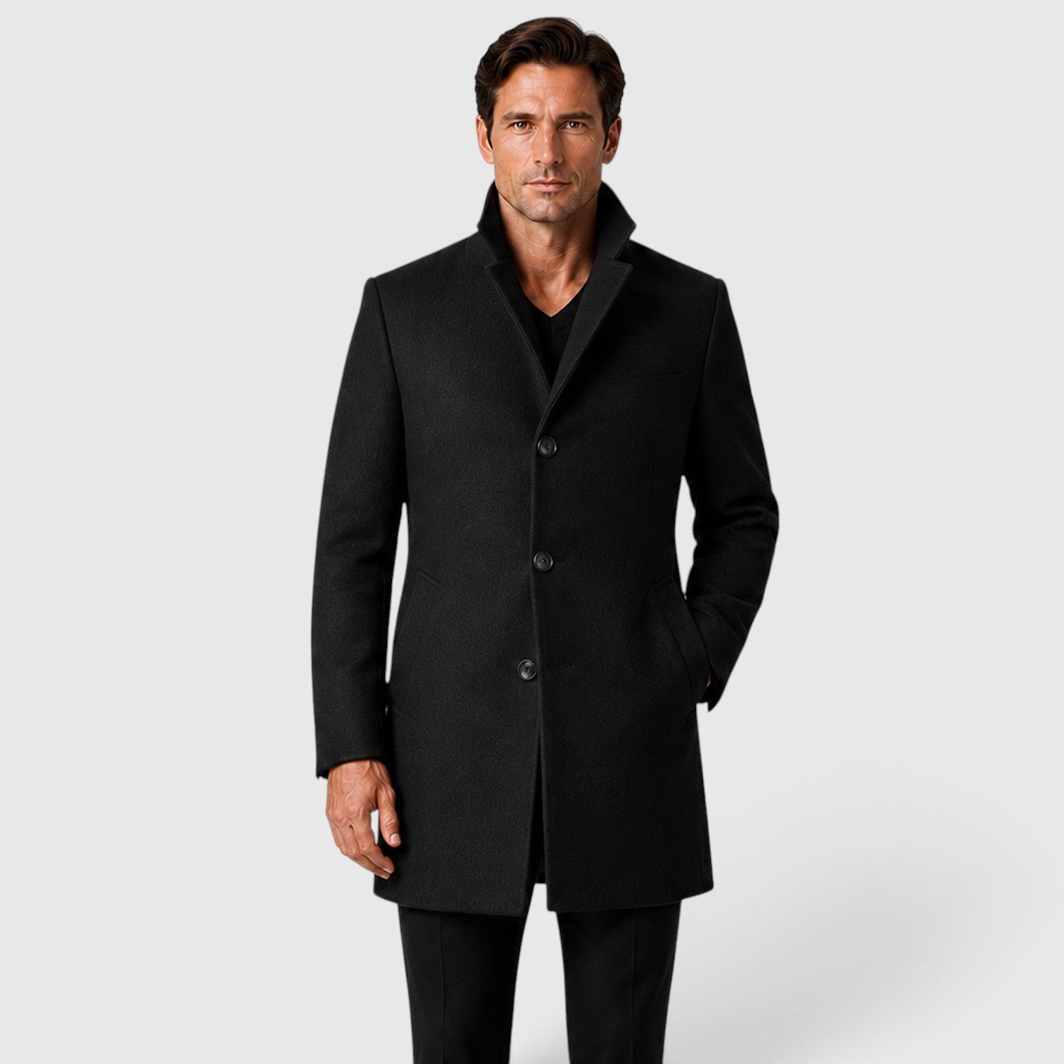 Monvaline | Men's Single-Breasted Stand Collar Woolen Coat Warm Classic Fit