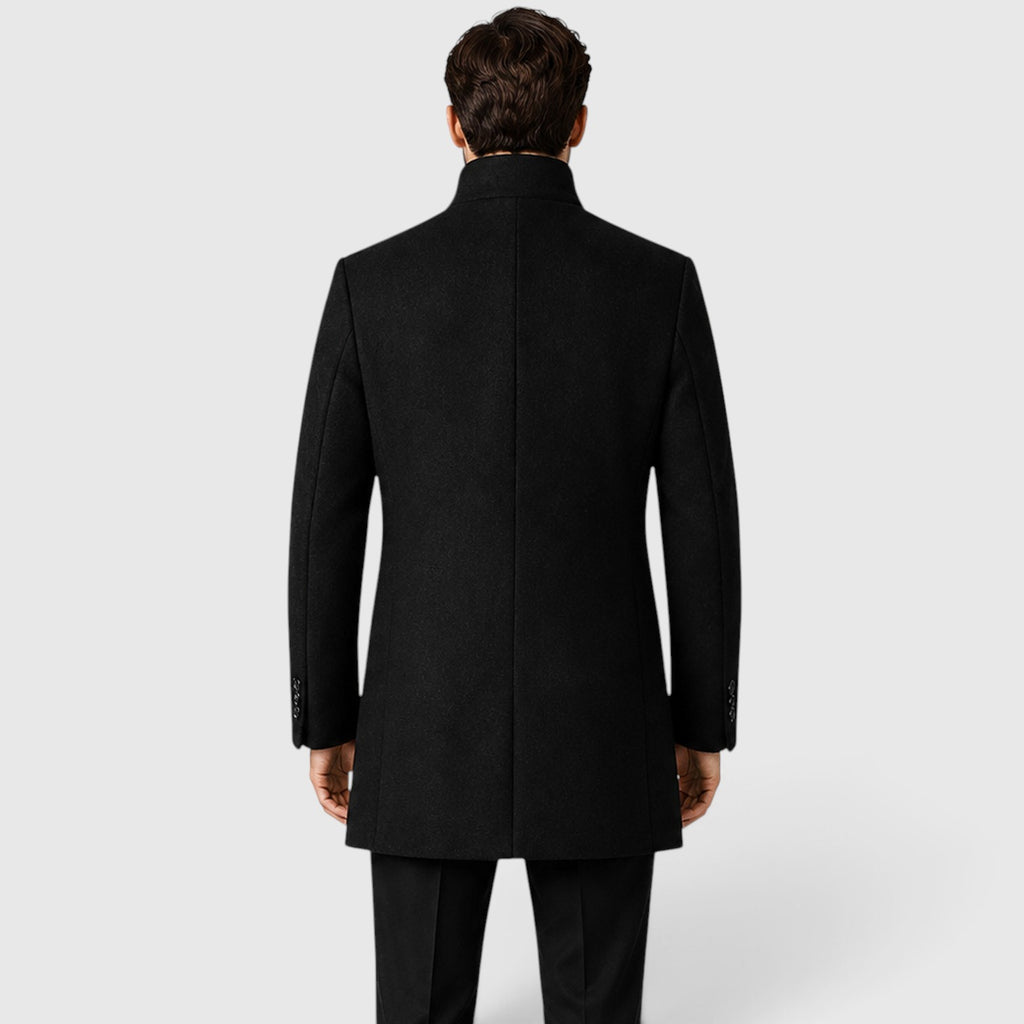 Monvaline | Men's Single-Breasted Stand Collar Woolen Coat Warm Classic Fit