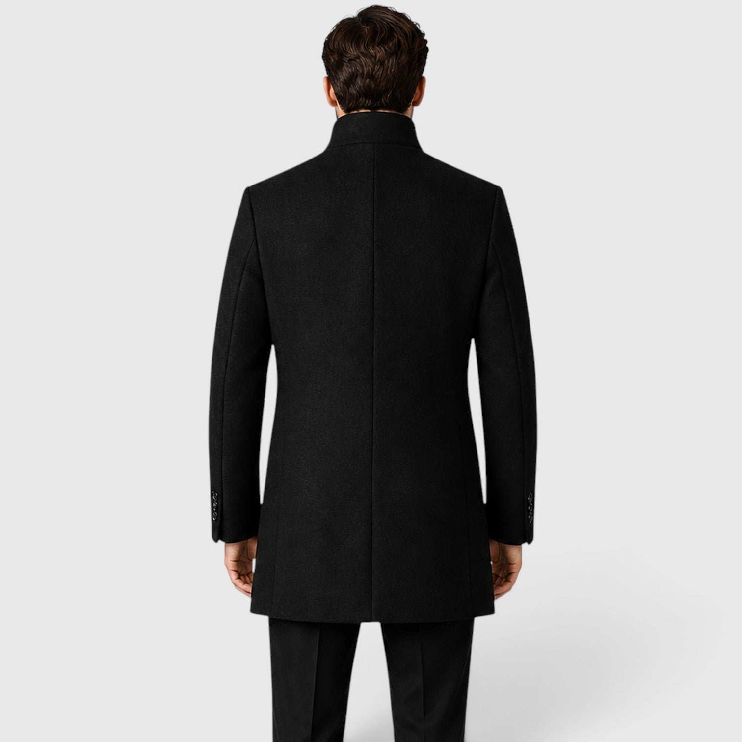 Monvaline | Men's Single-Breasted Stand Collar Woolen Coat Warm Classic Fit