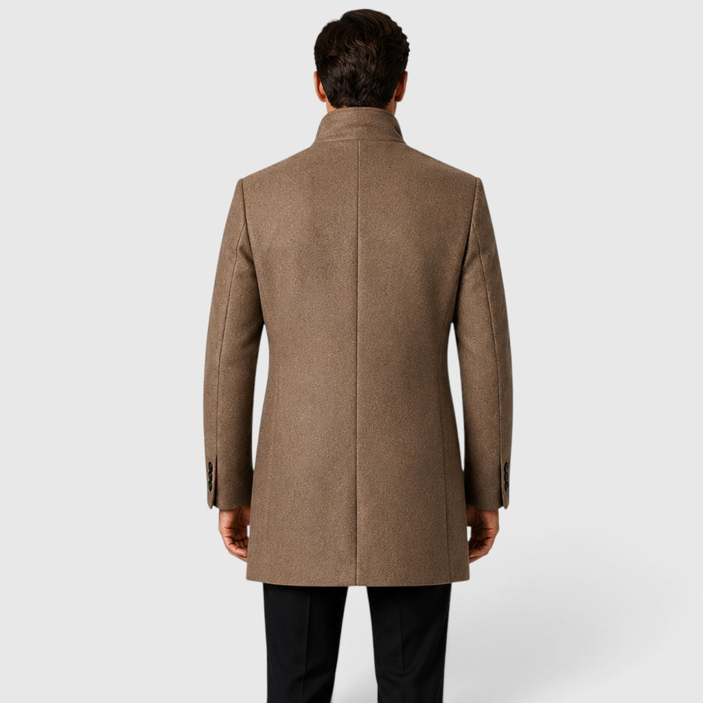 Monvaline | Men's Single-Breasted Stand Collar Woolen Coat Warm Classic Fit