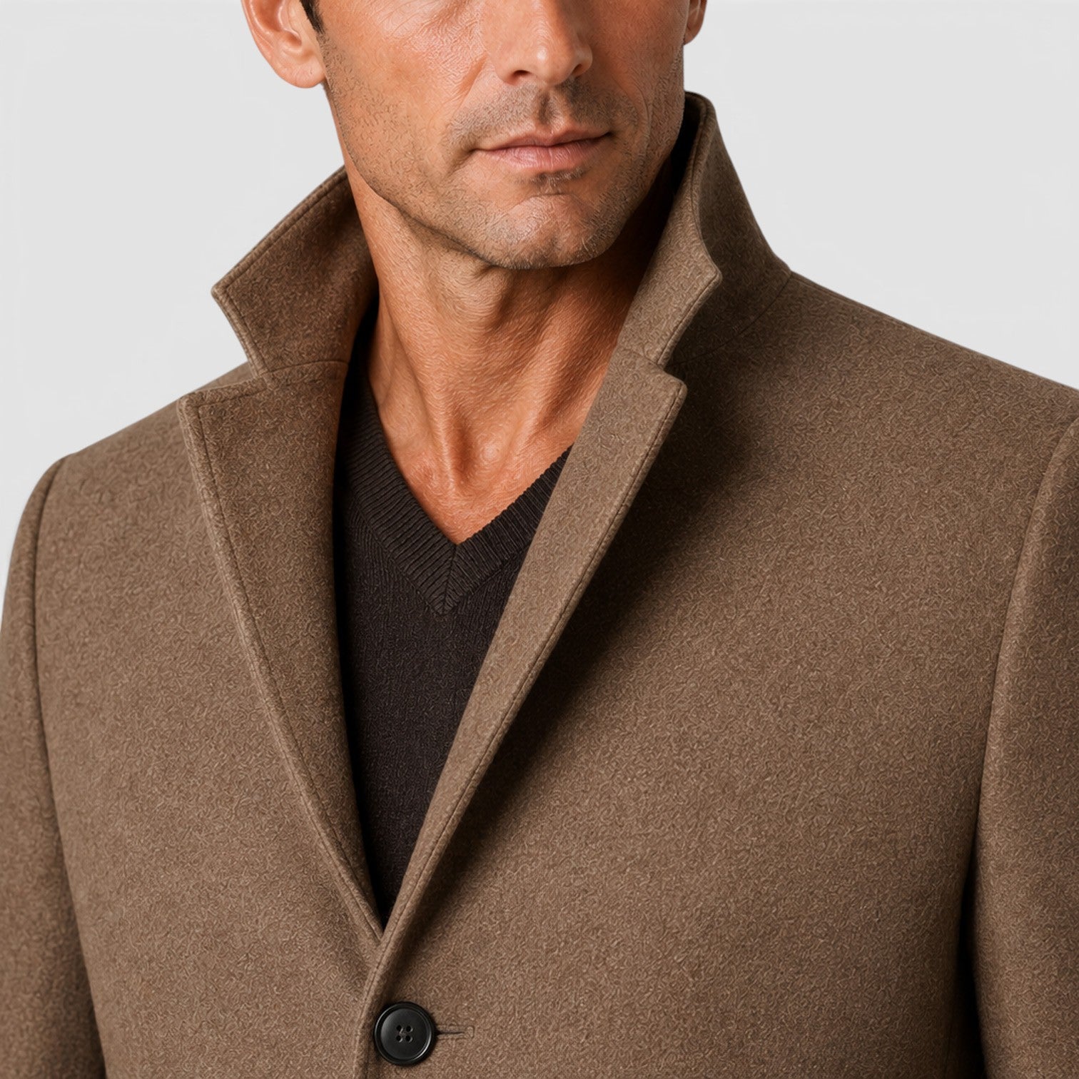 Monvaline | Men's Single-Breasted Stand Collar Woolen Coat Warm Classic Fit