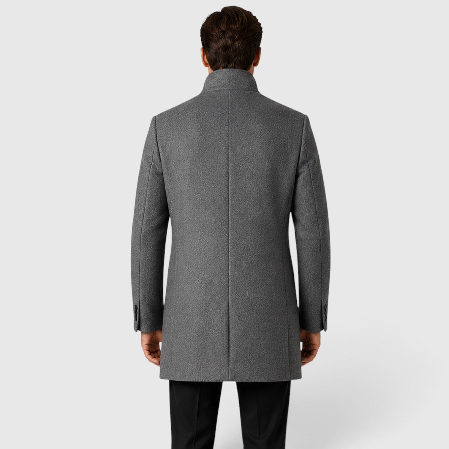 Monvaline | Men's Single-Breasted Stand Collar Woolen Coat Warm Classic Fit
