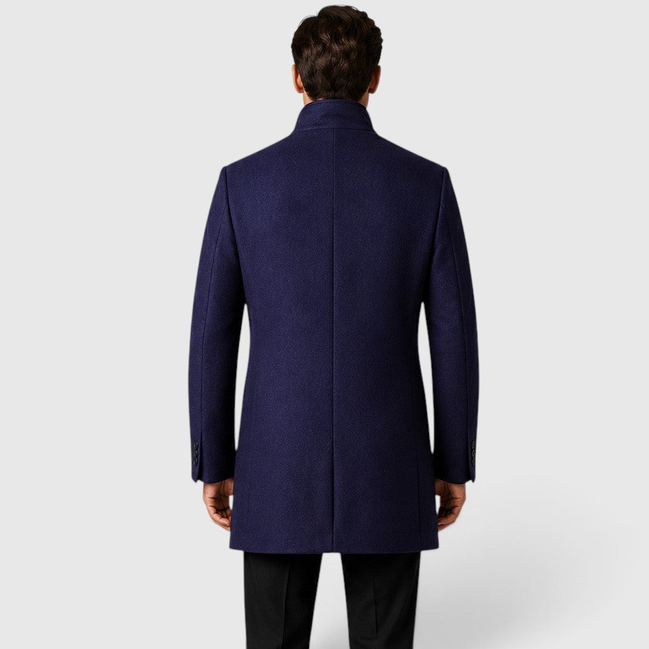 Monvaline | Men's Single-Breasted Stand Collar Woolen Coat Warm Classic Fit