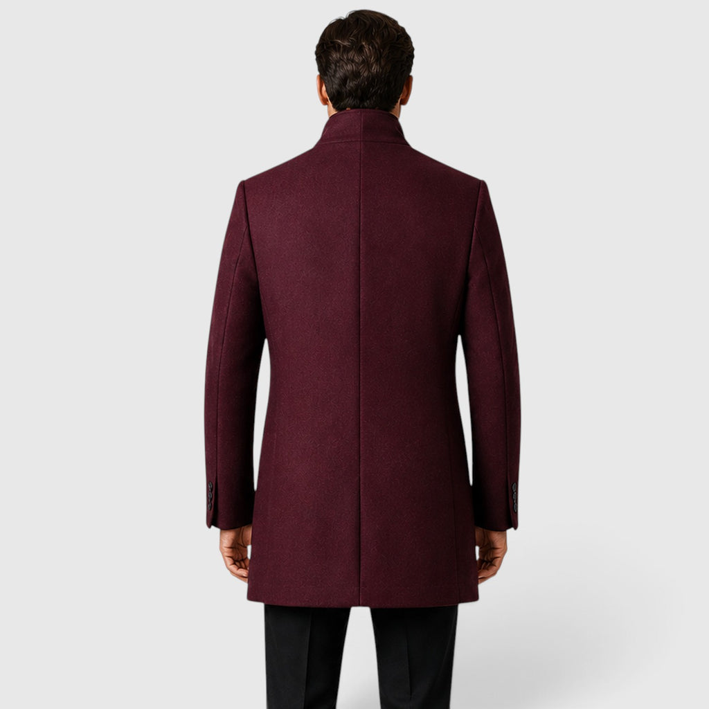 Monvaline | Men's Single-Breasted Stand Collar Woolen Coat Warm Classic Fit