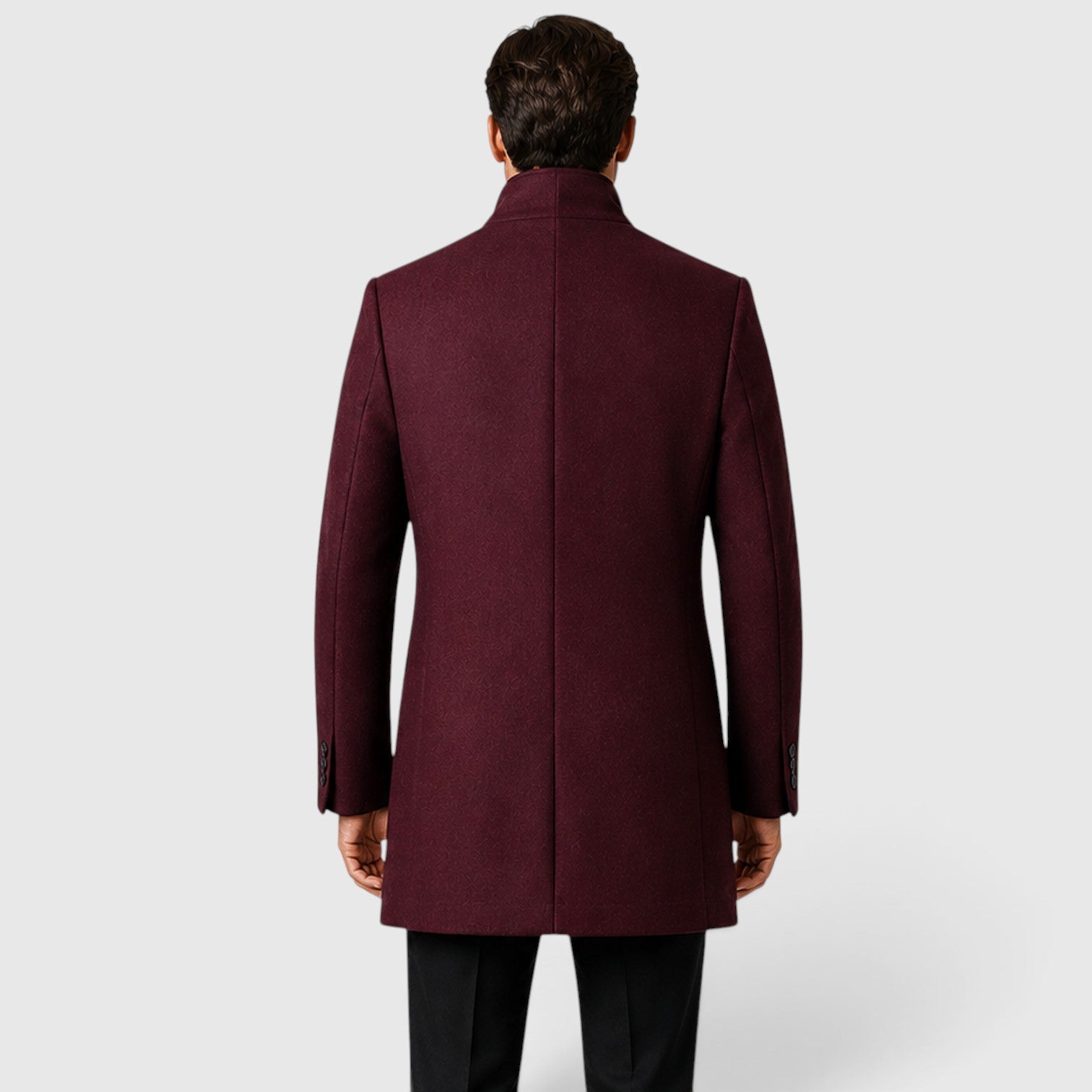 Monvaline | Men's Single-Breasted Stand Collar Woolen Coat Warm Classic Fit