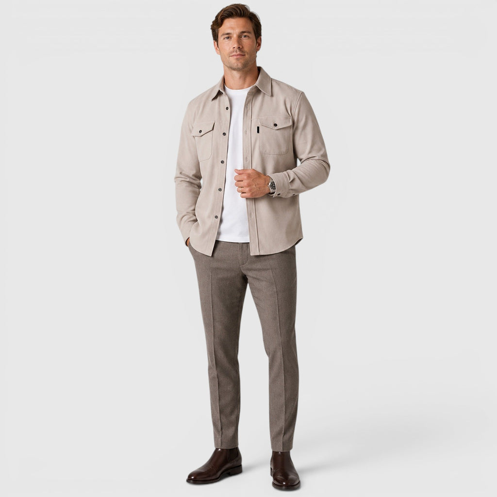 Monvaline | Men's Slim Fit Cotton Overshirt Long Sleeve Casual Wear