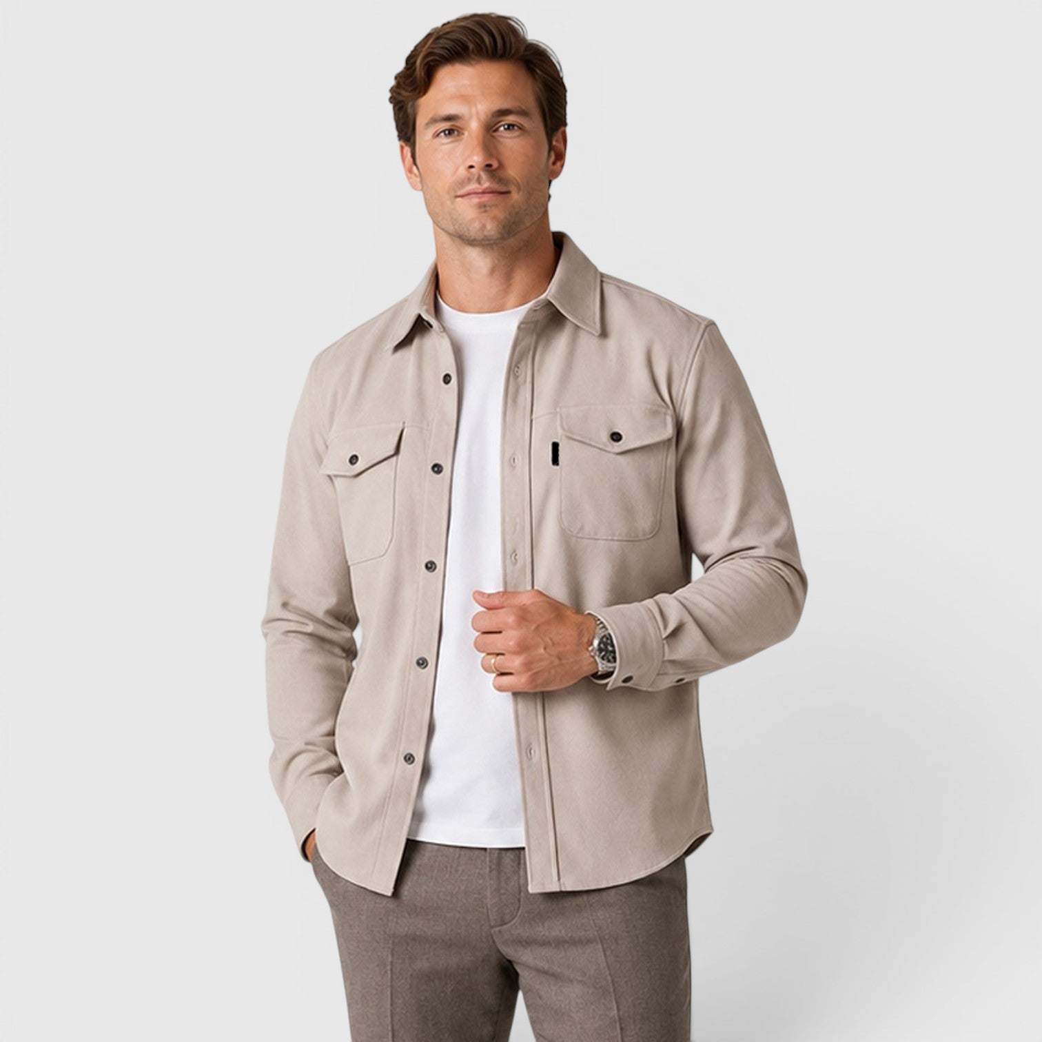 Monvaline | Men's Slim Fit Cotton Overshirt Long Sleeve Casual Wear