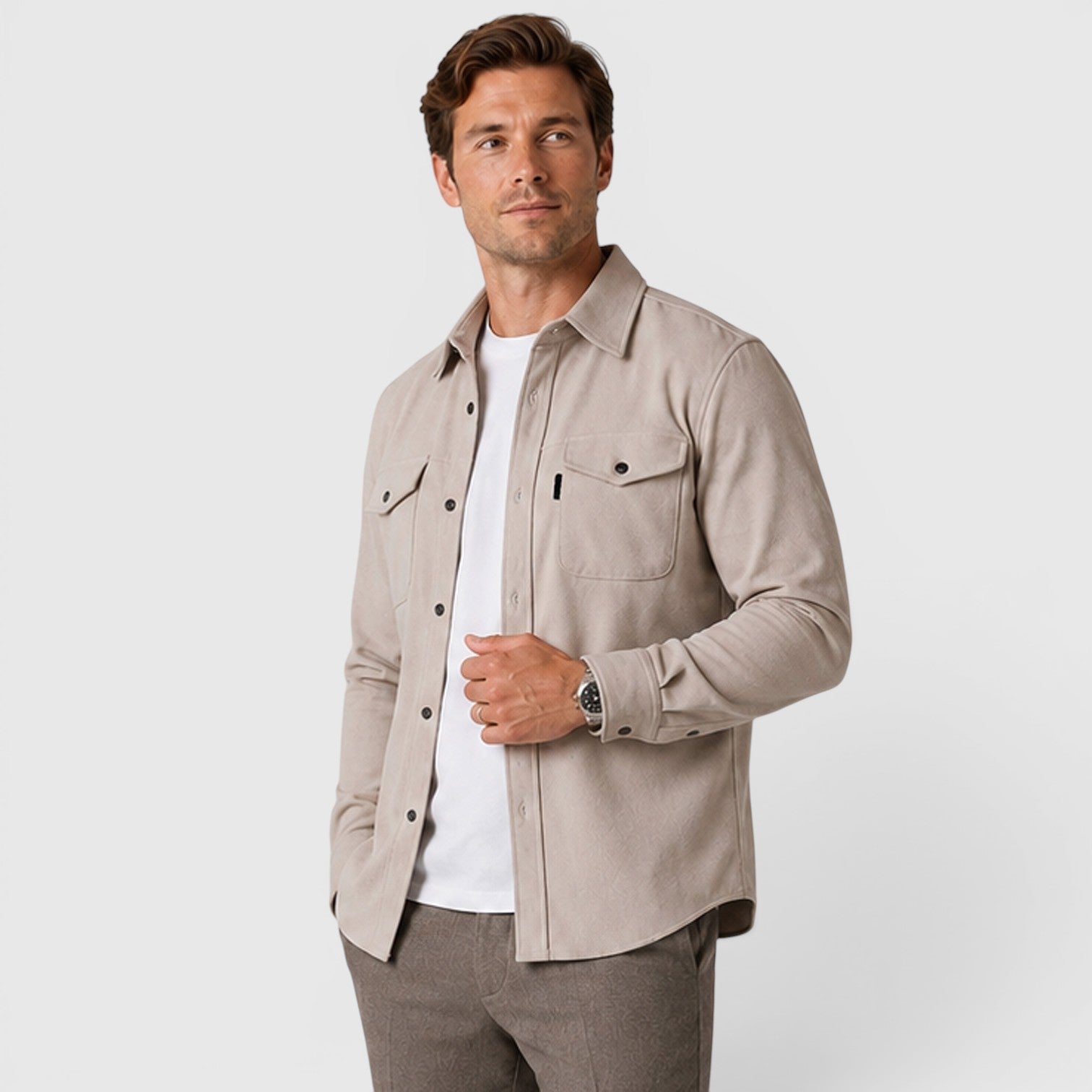 Monvaline | Men's Slim Fit Cotton Overshirt Long Sleeve Casual Wear