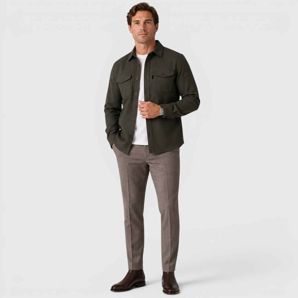 Monvaline | Men's Slim Fit Cotton Overshirt Long Sleeve Casual Wear