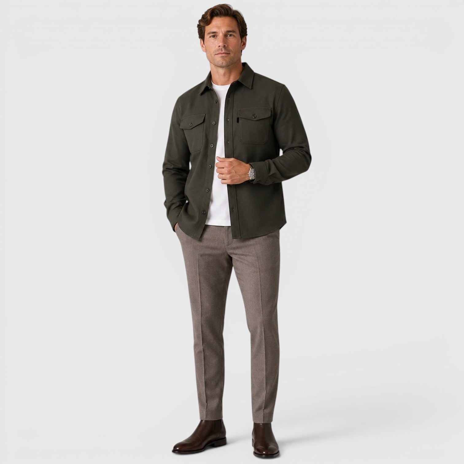 Monvaline | Men's Slim Fit Cotton Overshirt Long Sleeve Casual Wear
