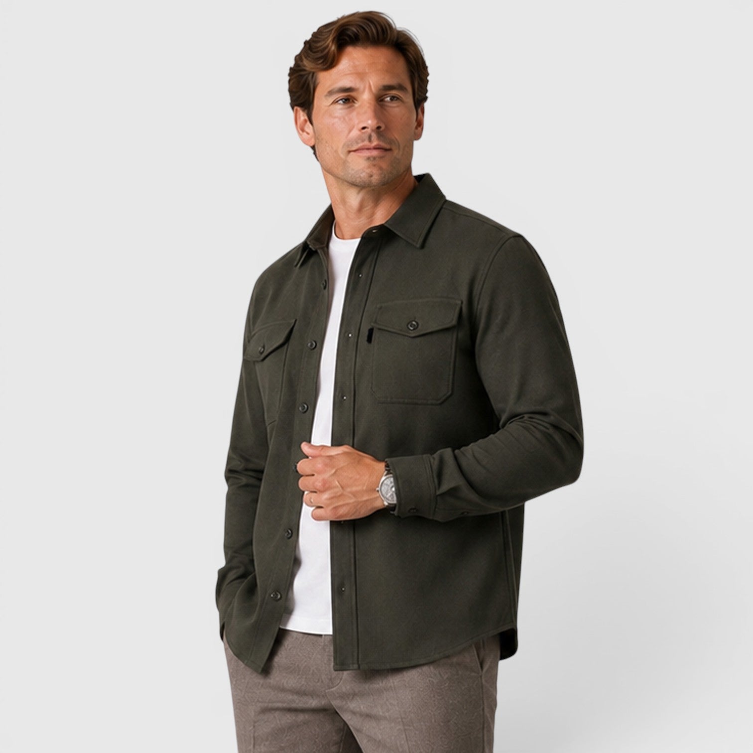 Monvaline | Men's Slim Fit Cotton Overshirt Long Sleeve Casual Wear