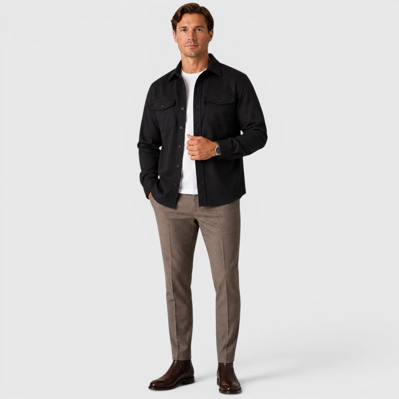 Monvaline | Men's Slim Fit Cotton Overshirt Long Sleeve Casual Wear