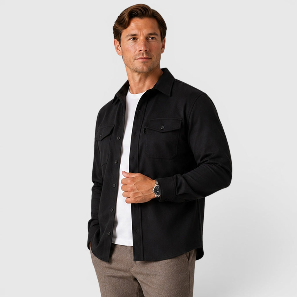 Monvaline | Men's Slim Fit Cotton Overshirt Long Sleeve Casual Wear