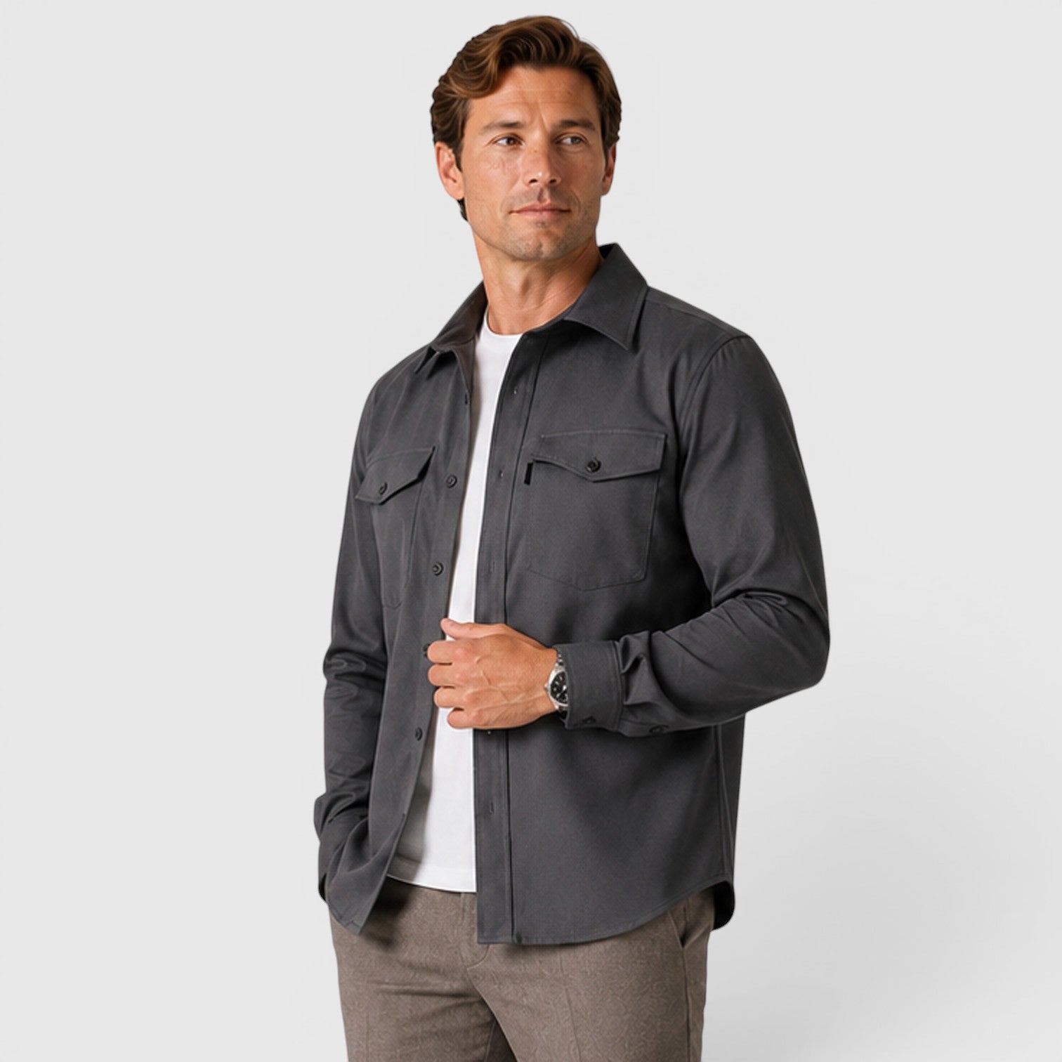 Monvaline | Men's Slim Fit Cotton Overshirt Long Sleeve Casual Wear