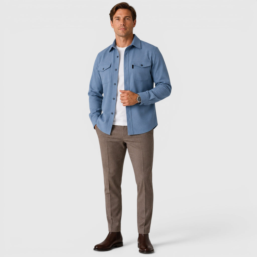 Monvaline | Men's Slim Fit Cotton Overshirt Long Sleeve Casual Wear
