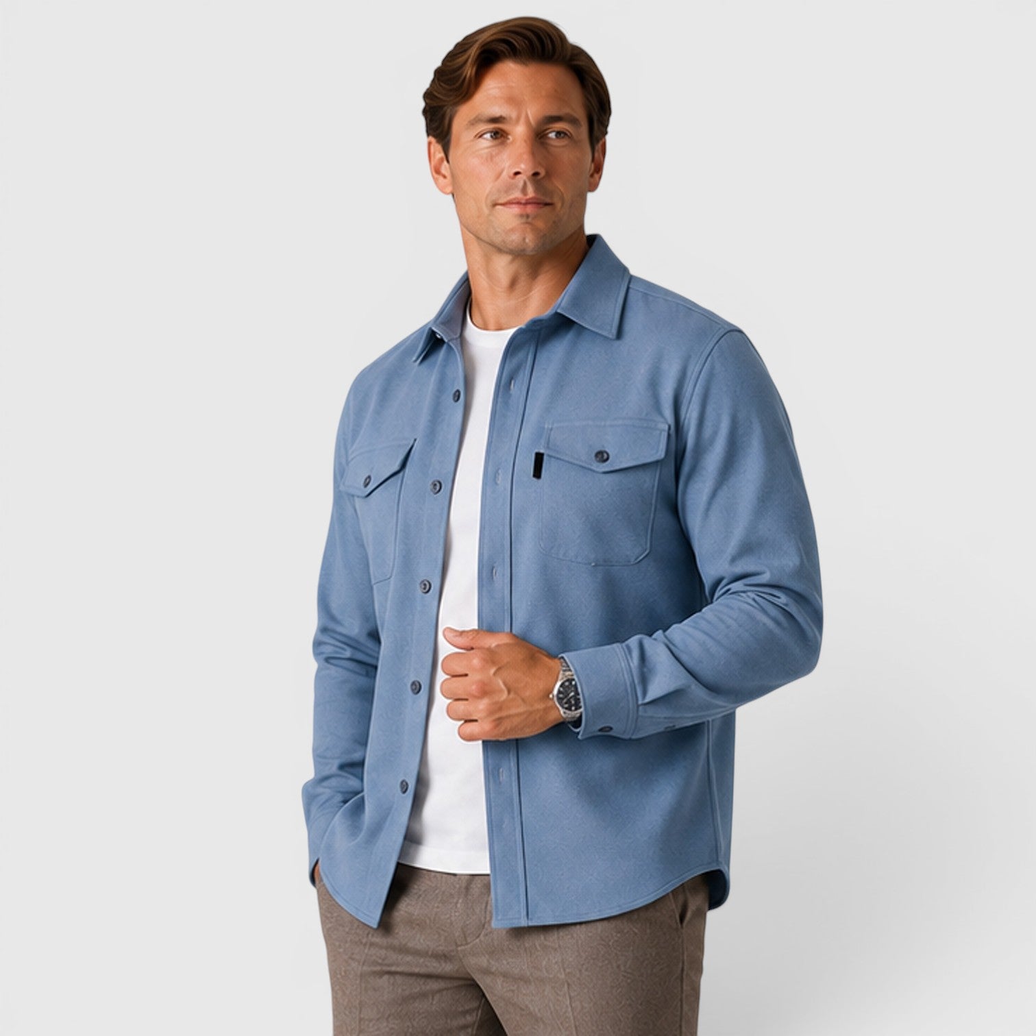 Monvaline | Men's Slim Fit Cotton Overshirt Long Sleeve Casual Wear