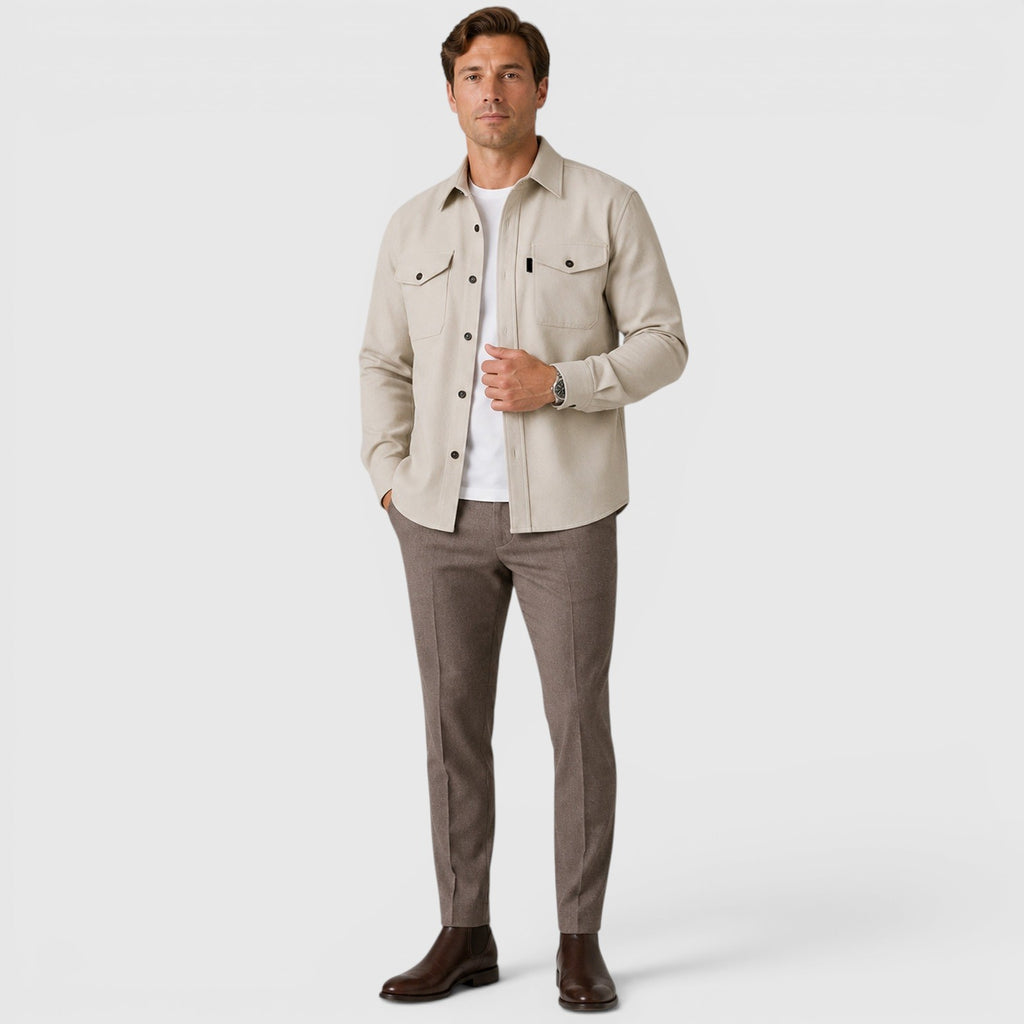 Monvaline | Men's Slim Fit Cotton Overshirt Long Sleeve Casual Wear