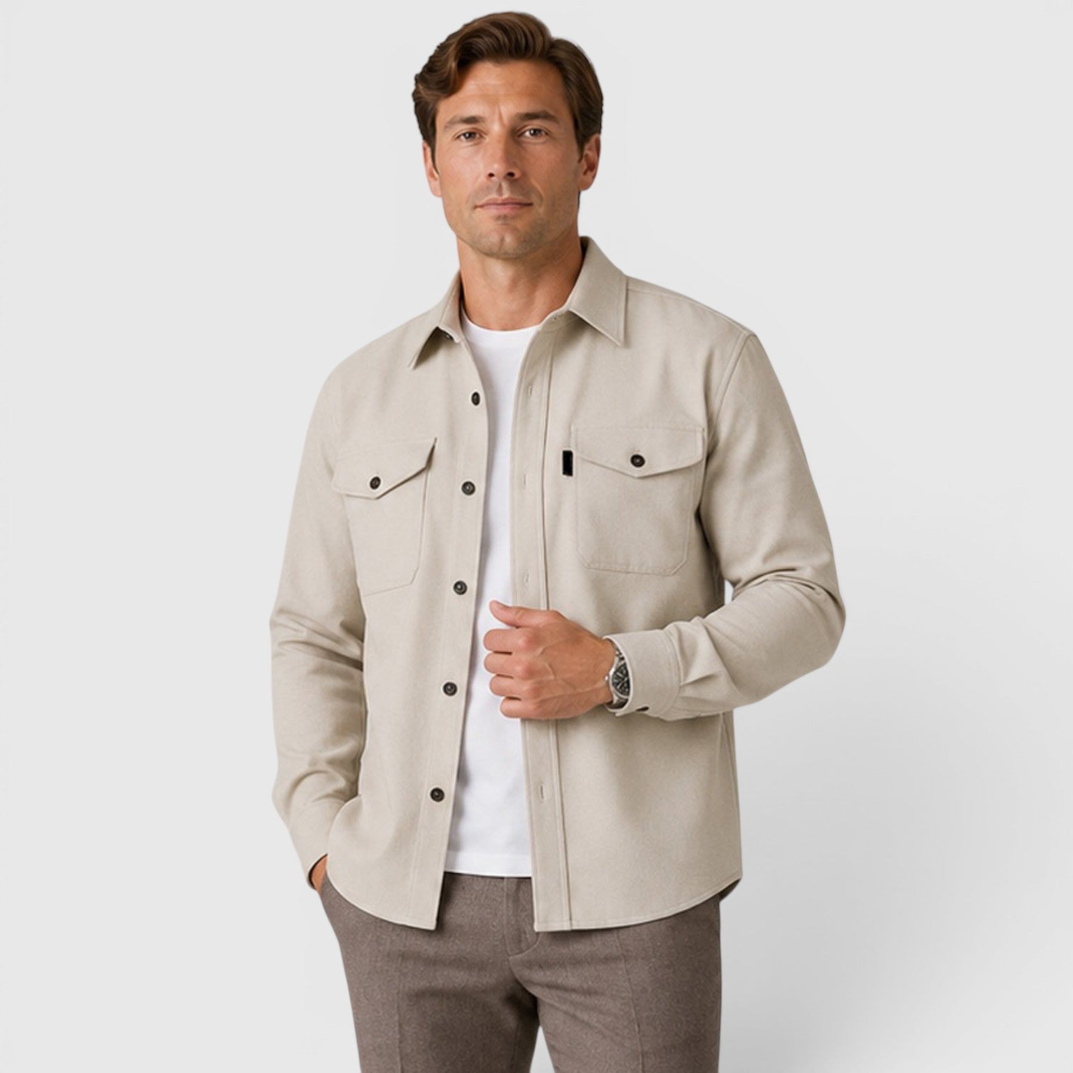 Monvaline | Men's Slim Fit Cotton Overshirt Long Sleeve Casual Wear
