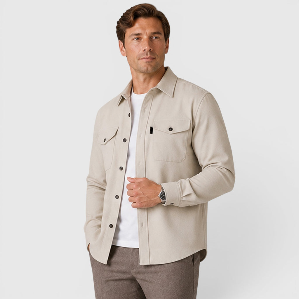 Monvaline | Men's Slim Fit Cotton Overshirt Long Sleeve Casual Wear
