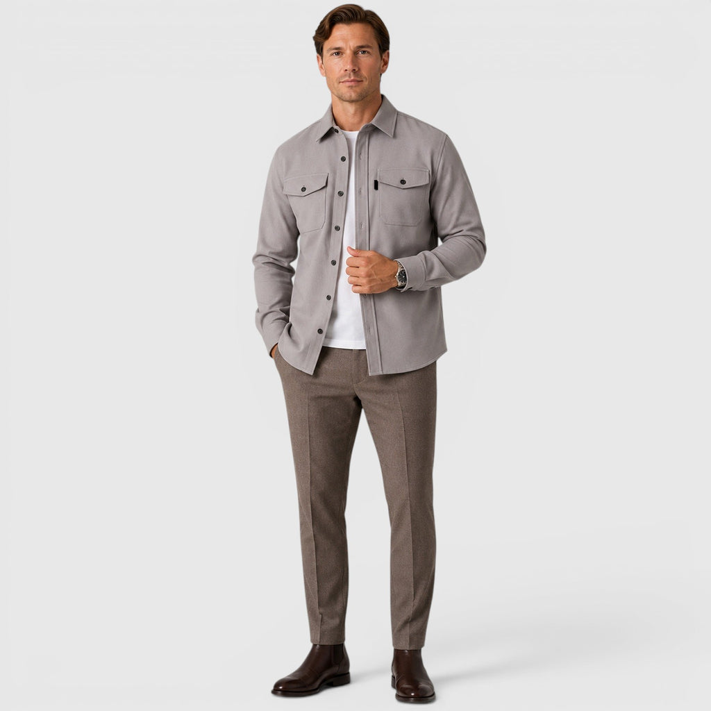Monvaline | Men's Slim Fit Cotton Overshirt Long Sleeve Casual Wear
