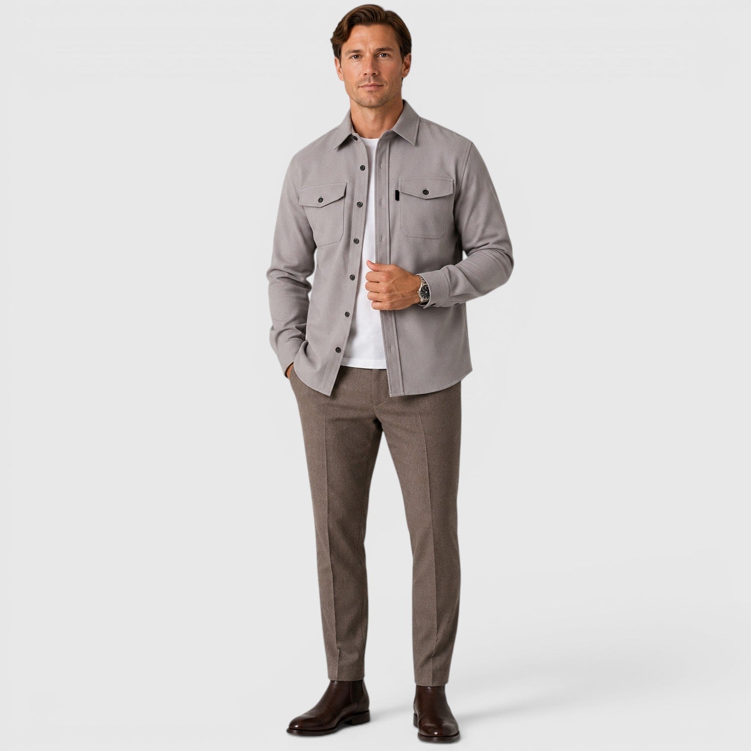 Monvaline | Men's Slim Fit Cotton Overshirt Long Sleeve Casual Wear