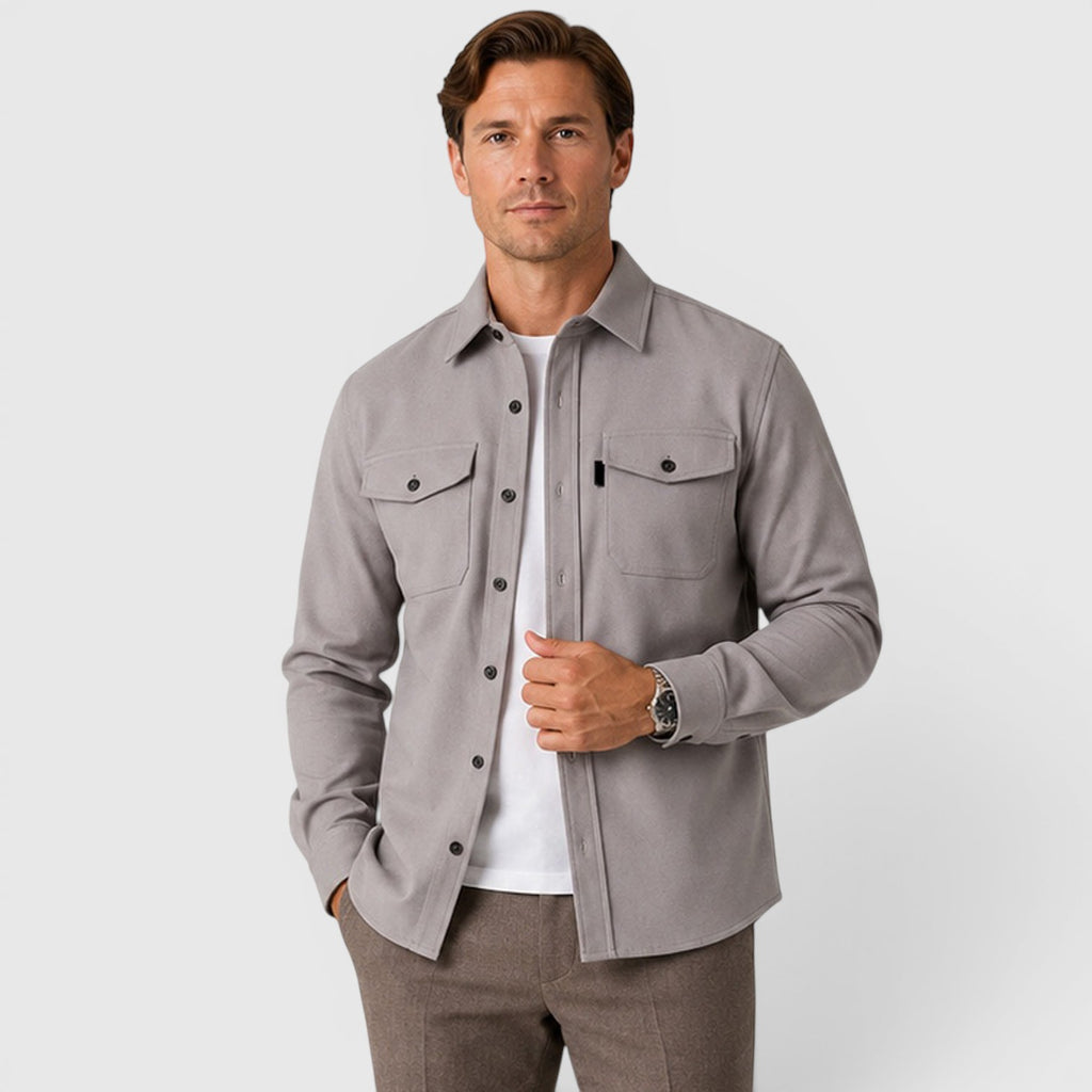Monvaline | Men's Slim Fit Cotton Overshirt Long Sleeve Casual Wear