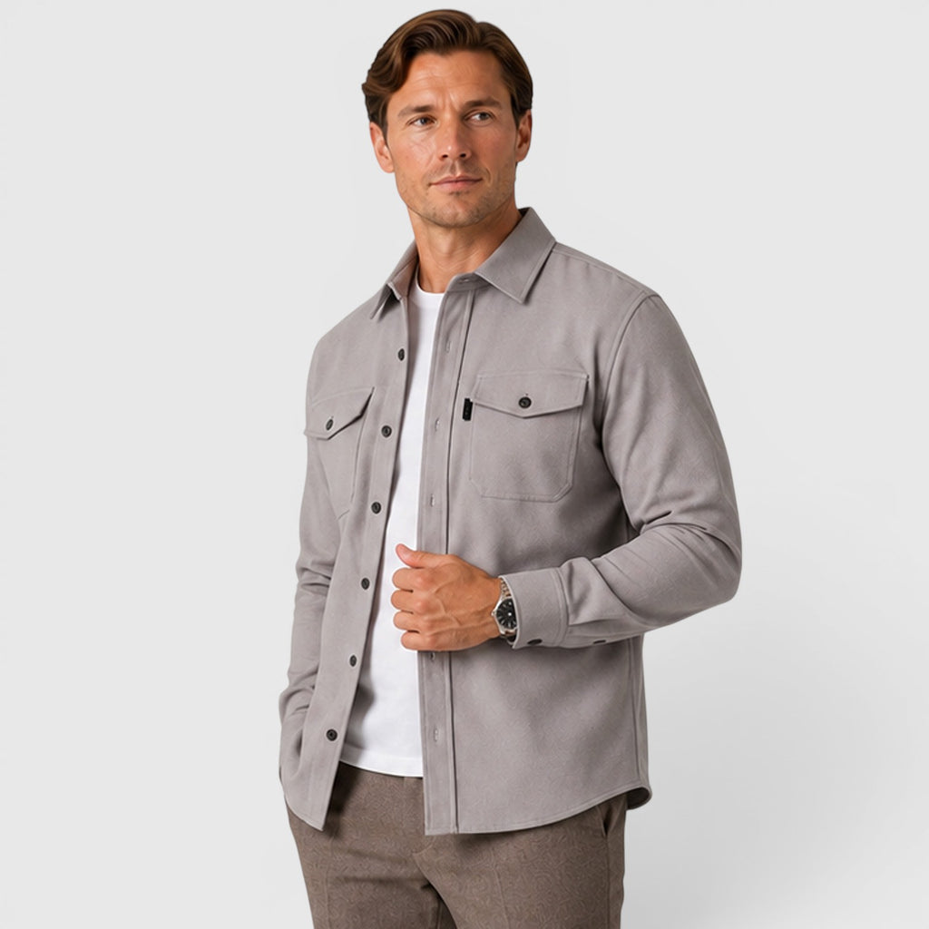 Monvaline | Men's Slim Fit Cotton Overshirt Long Sleeve Casual Wear