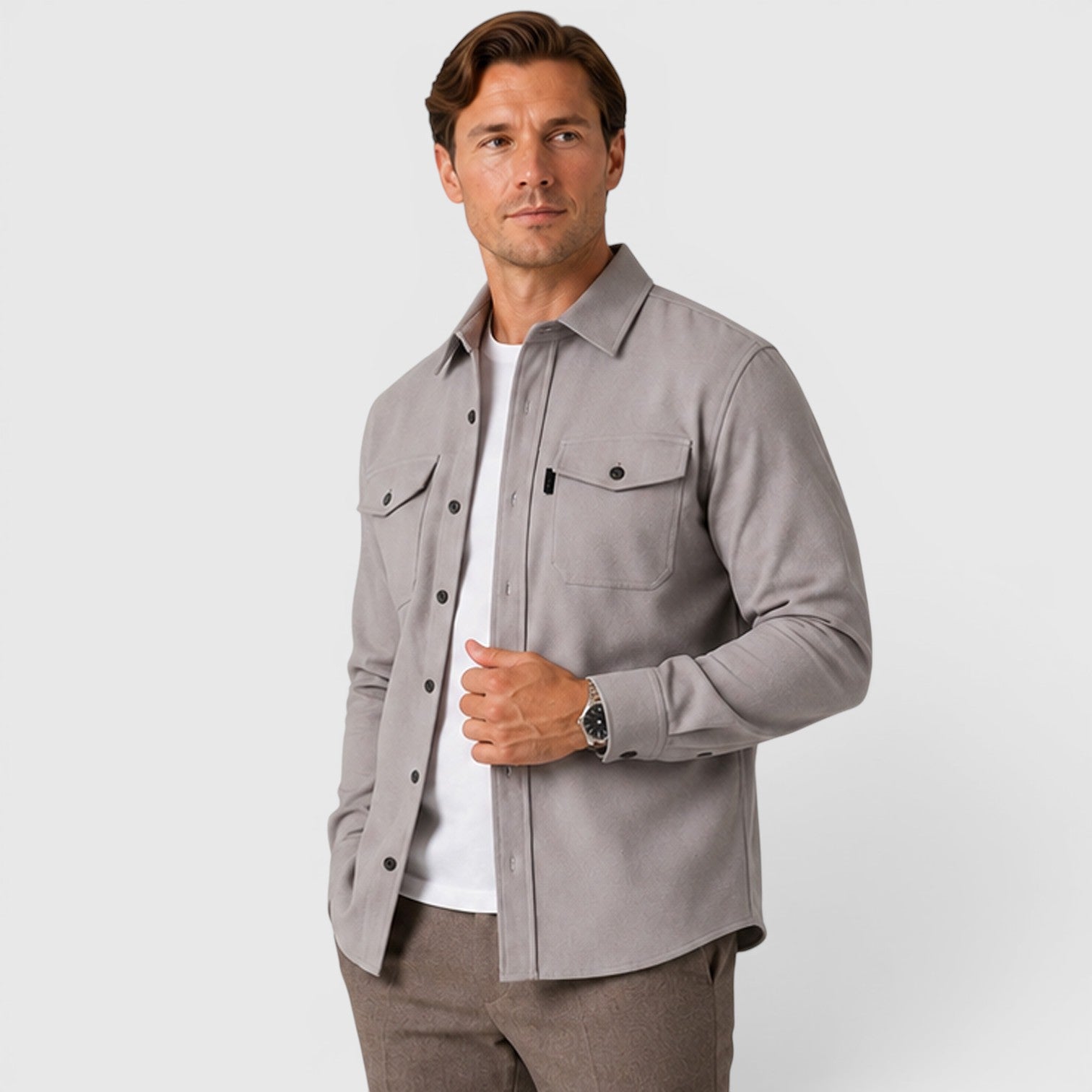 Monvaline | Men's Slim Fit Cotton Overshirt Long Sleeve Casual Wear
