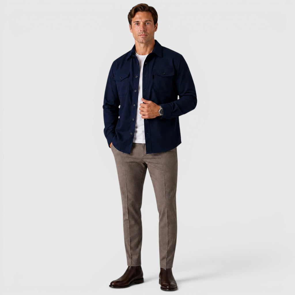 Monvaline | Men's Slim Fit Cotton Overshirt Long Sleeve Casual Wear