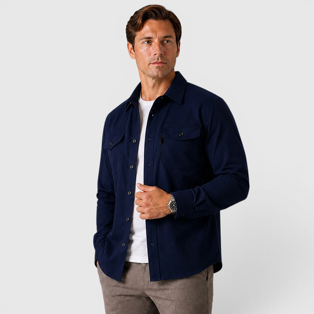 Monvaline | Men's Slim Fit Cotton Overshirt Long Sleeve Casual Wear