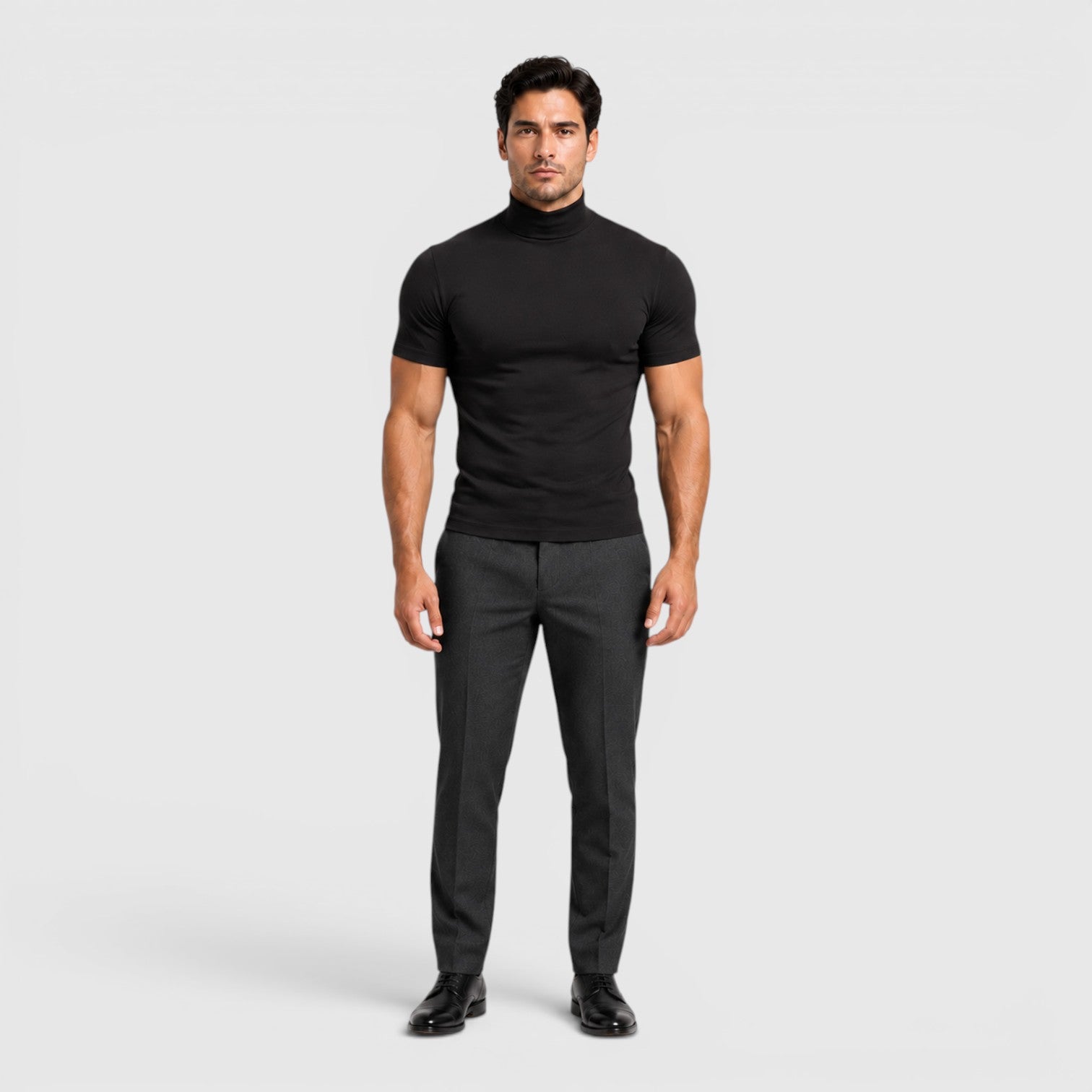 Monvaline | Men's Slim Fit Mock Neck T-Shirt for Smart Casual Summer Wear