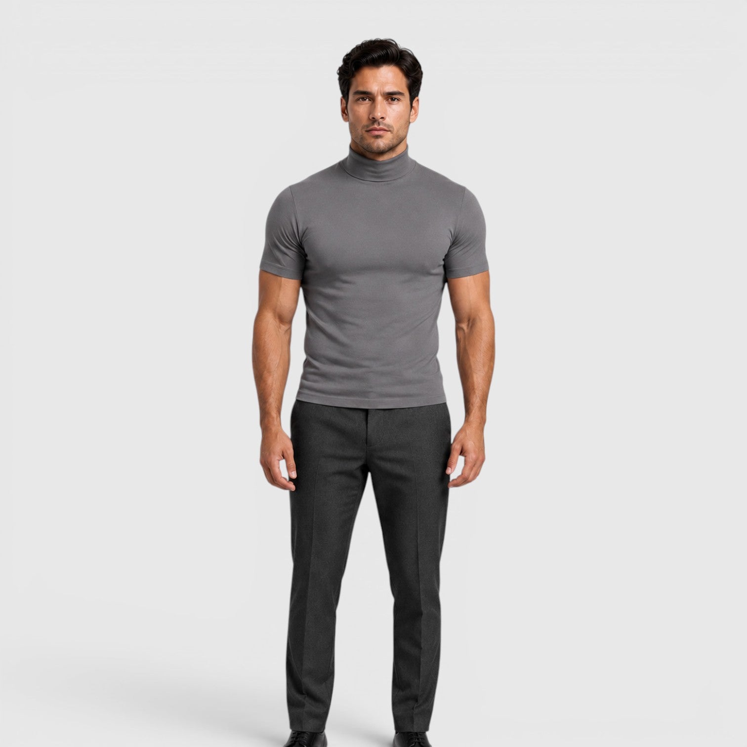 Monvaline | Men's Slim Fit Mock Neck T-Shirt for Smart Casual Summer Wear