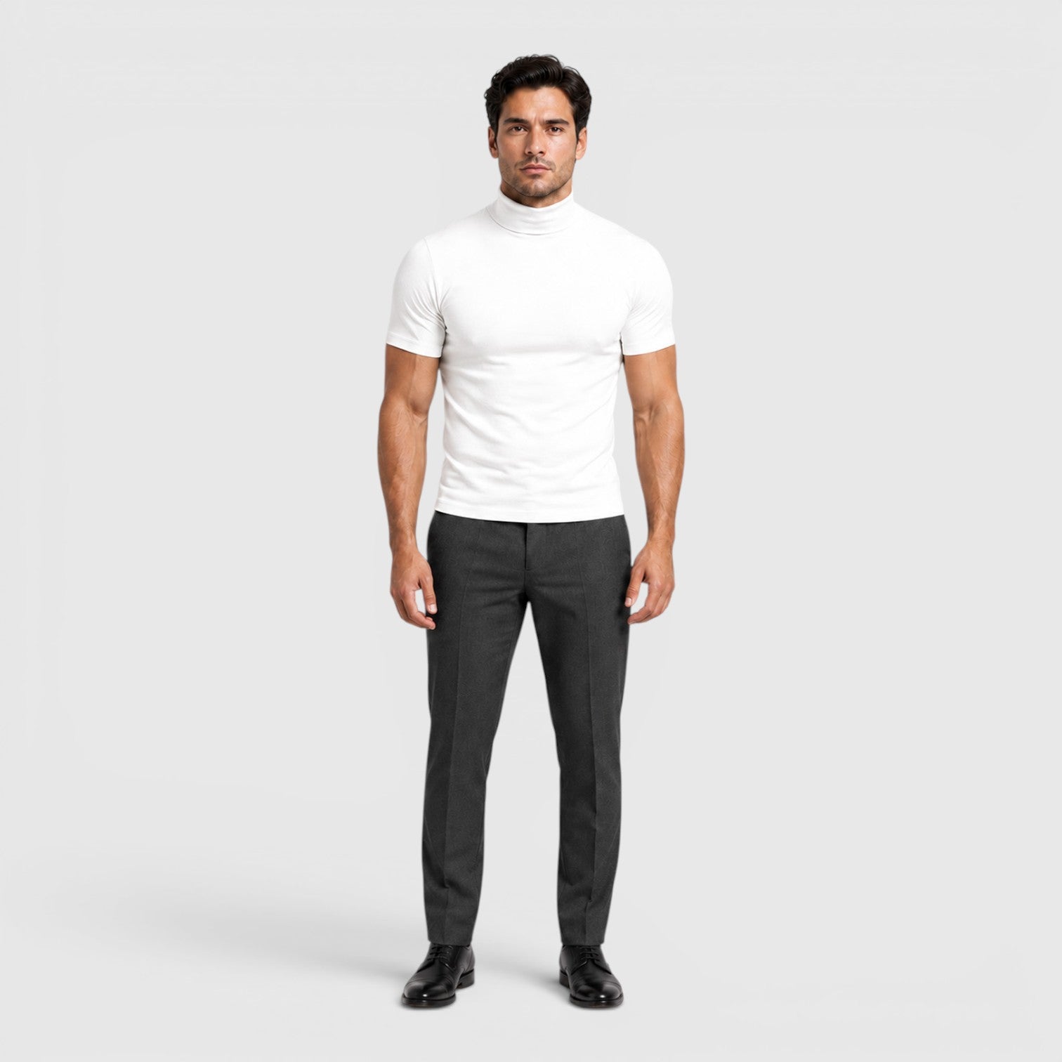Monvaline | Men's Slim Fit Mock Neck T-Shirt for Smart Casual Summer Wear