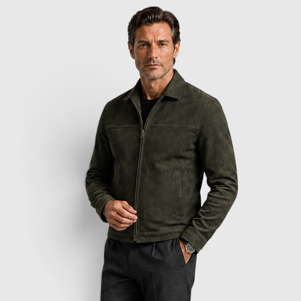 Monvaline | Men's Slim Fit Smart Casual Suede Trucker Jacket
