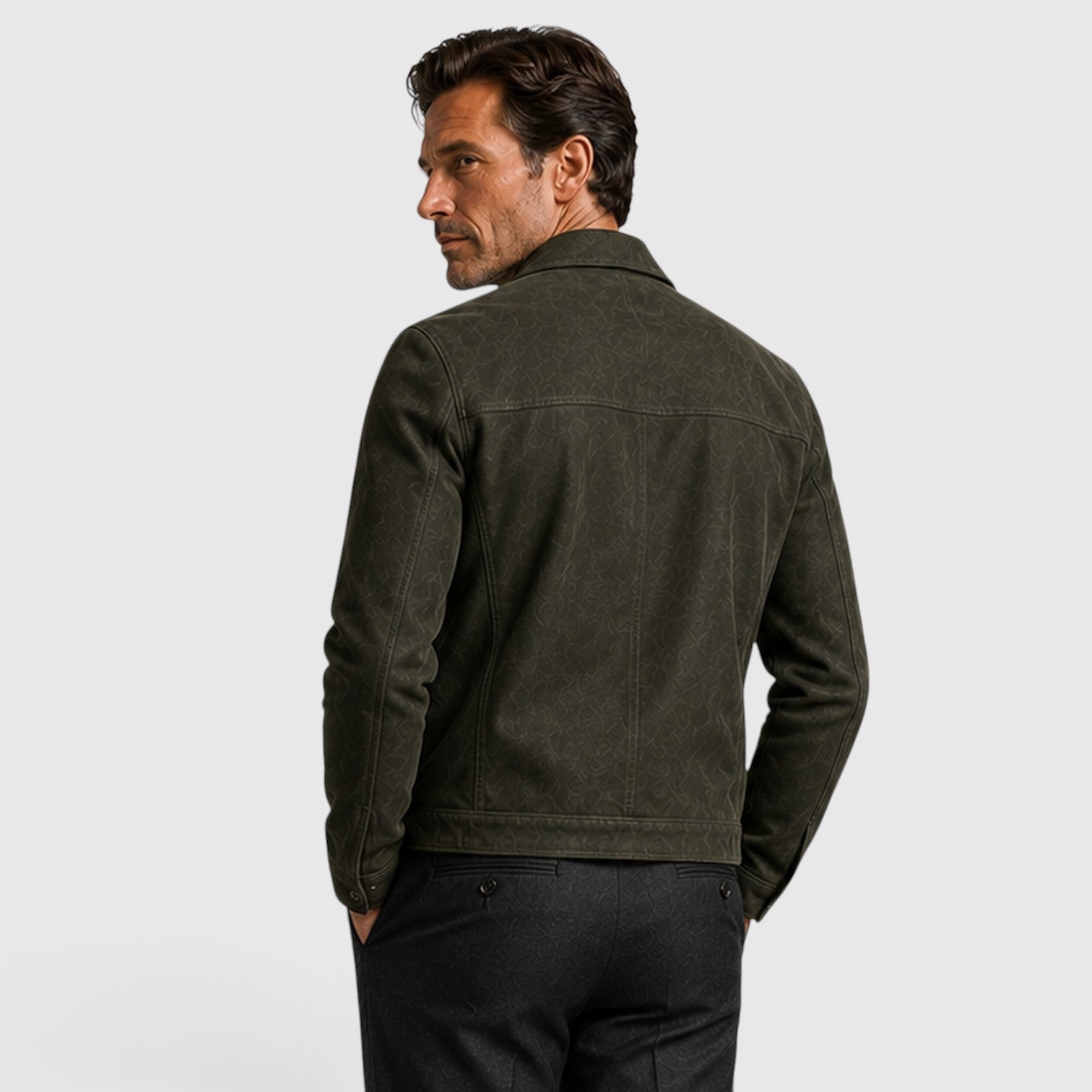 Monvaline | Men's Slim Fit Smart Casual Suede Trucker Jacket