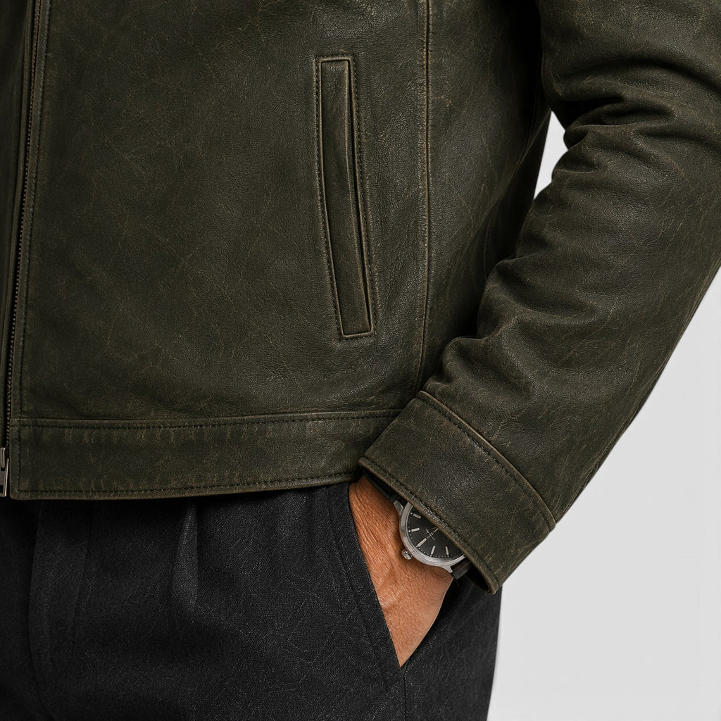 Monvaline | Men's Slim Fit Smart Casual Suede Trucker Jacket