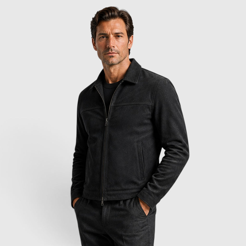Monvaline | Men's Slim Fit Smart Casual Suede Trucker Jacket