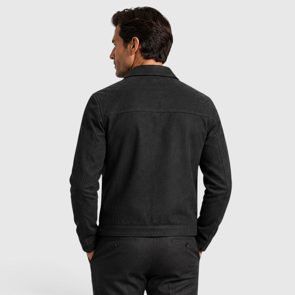 Monvaline | Men's Slim Fit Smart Casual Suede Trucker Jacket
