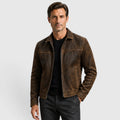Monvaline | Men's Slim Fit Smart Casual Suede Trucker Jacket