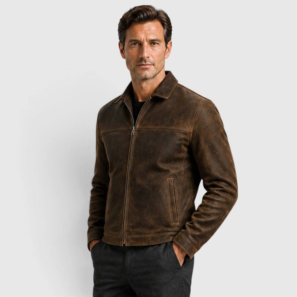 Monvaline | Men's Slim Fit Smart Casual Suede Trucker Jacket