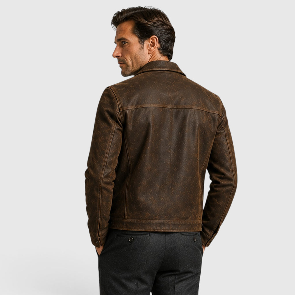 Monvaline | Men's Slim Fit Smart Casual Suede Trucker Jacket