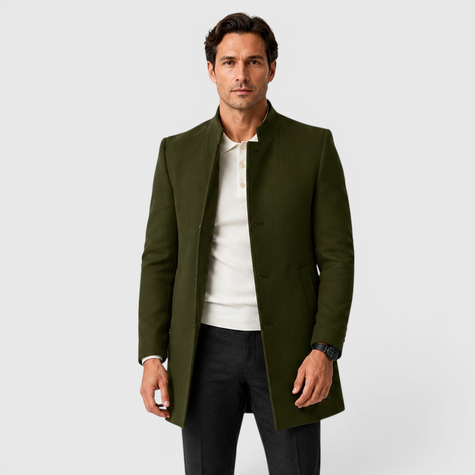 Monvaline | Men's Slim Fit Timeless Smart Casual Overcoat