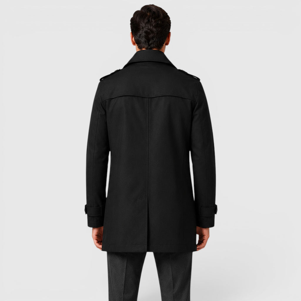Monvaline | Men's Slim Fit Trench Coat - Cotton Military Jacket